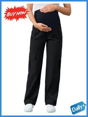 Maternity Cargo Pants 6 Pockets Quick-Dry Pregnancy Hiking Pants
